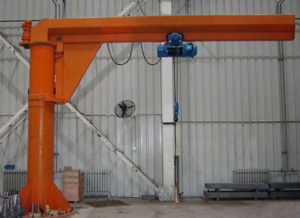 Pillar mounted jib crane used indoors